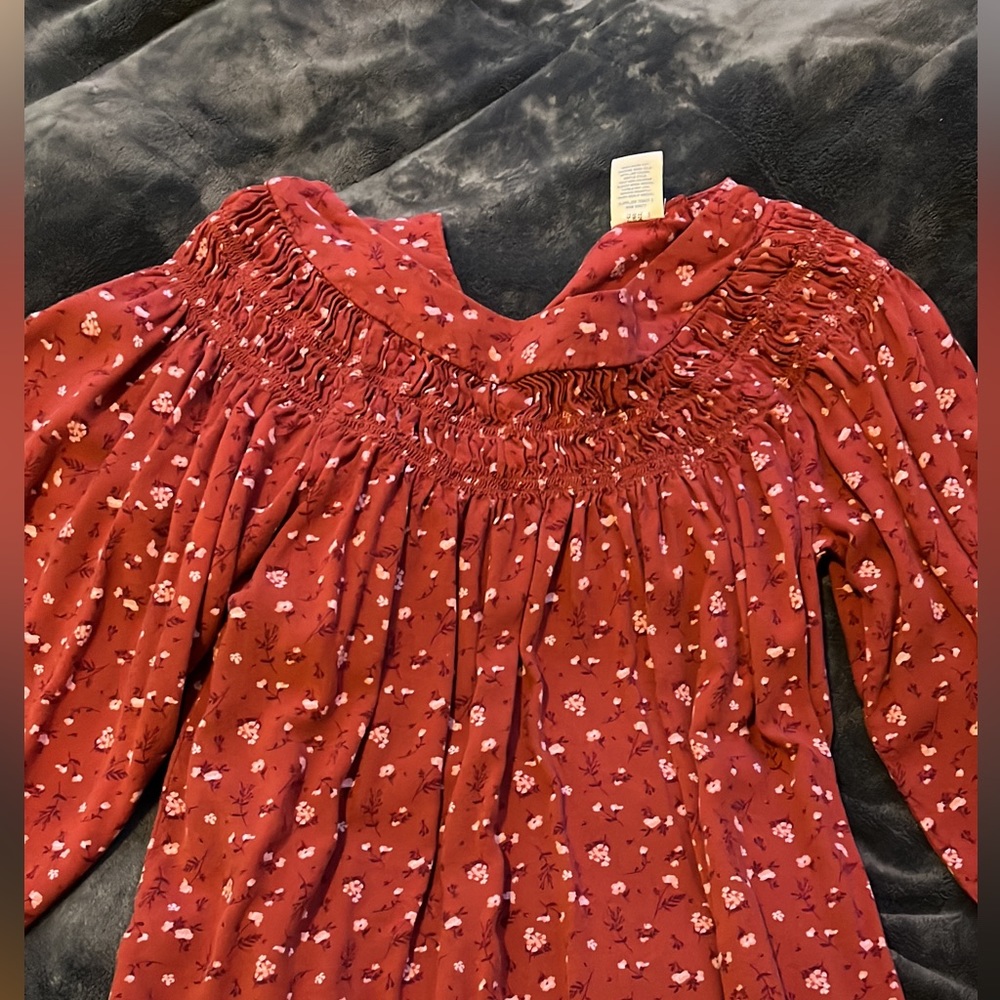 Red Flower flared shirt